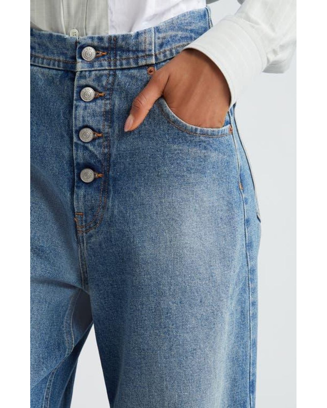 MM6 by Maison Margiela Button Fly Balloon Leg Jeans in Blue | Lyst