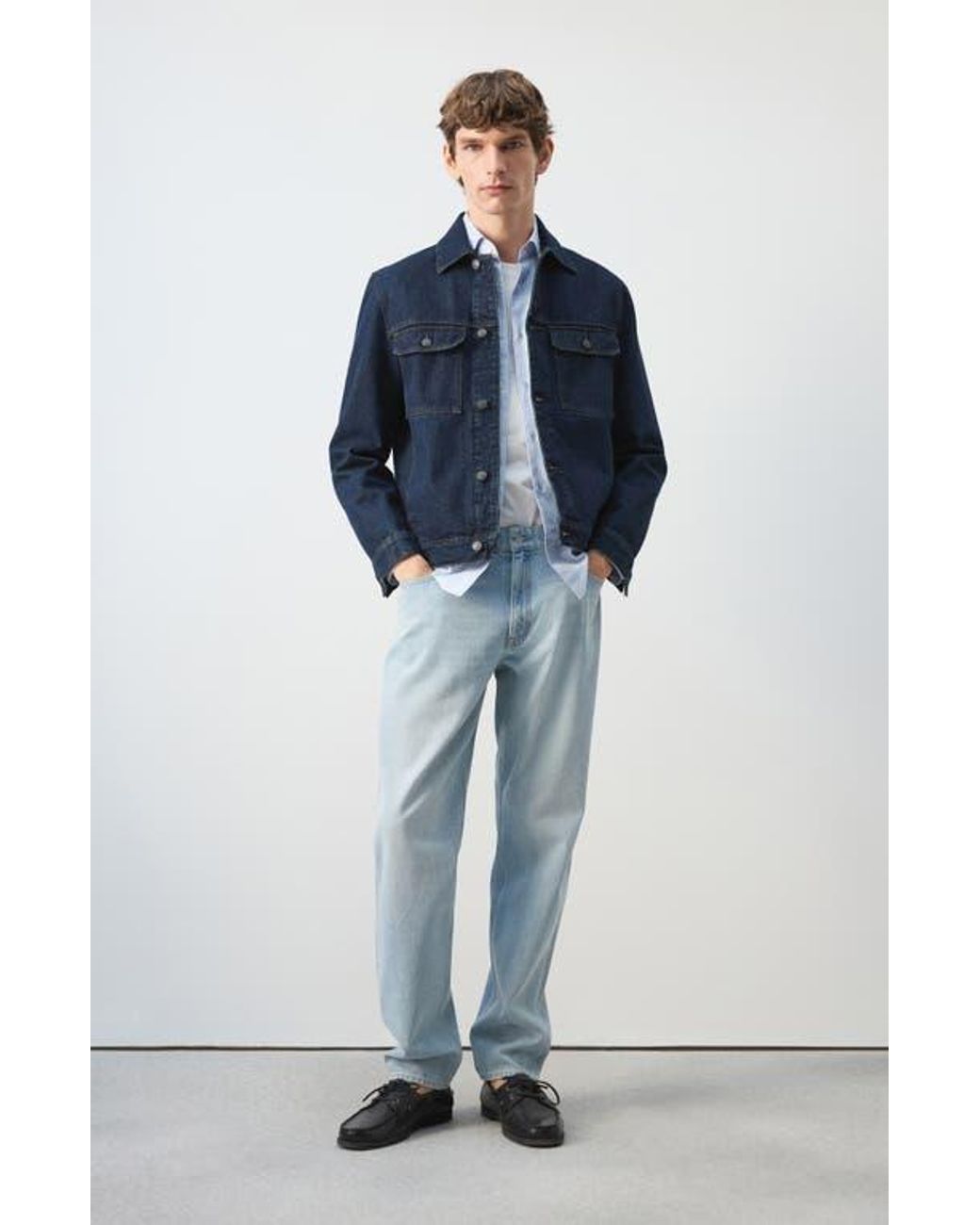 Mango Blue Cotton Denim Jacket for men