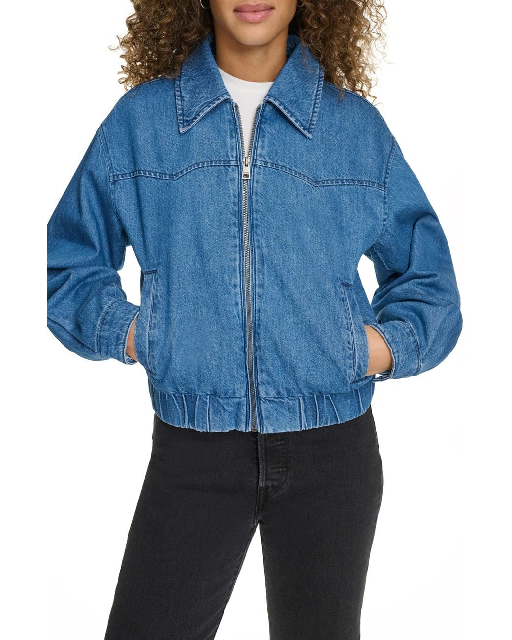 Levi's Blue Western Zip-front Denim Bomber Jacket