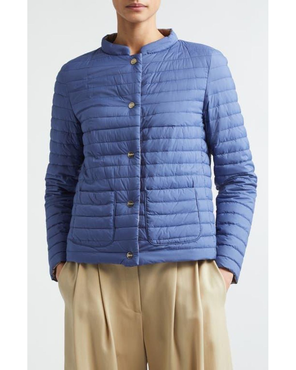 Herno Matte To Shiny Reversible Down Puffer Jacket in Blue | Lyst