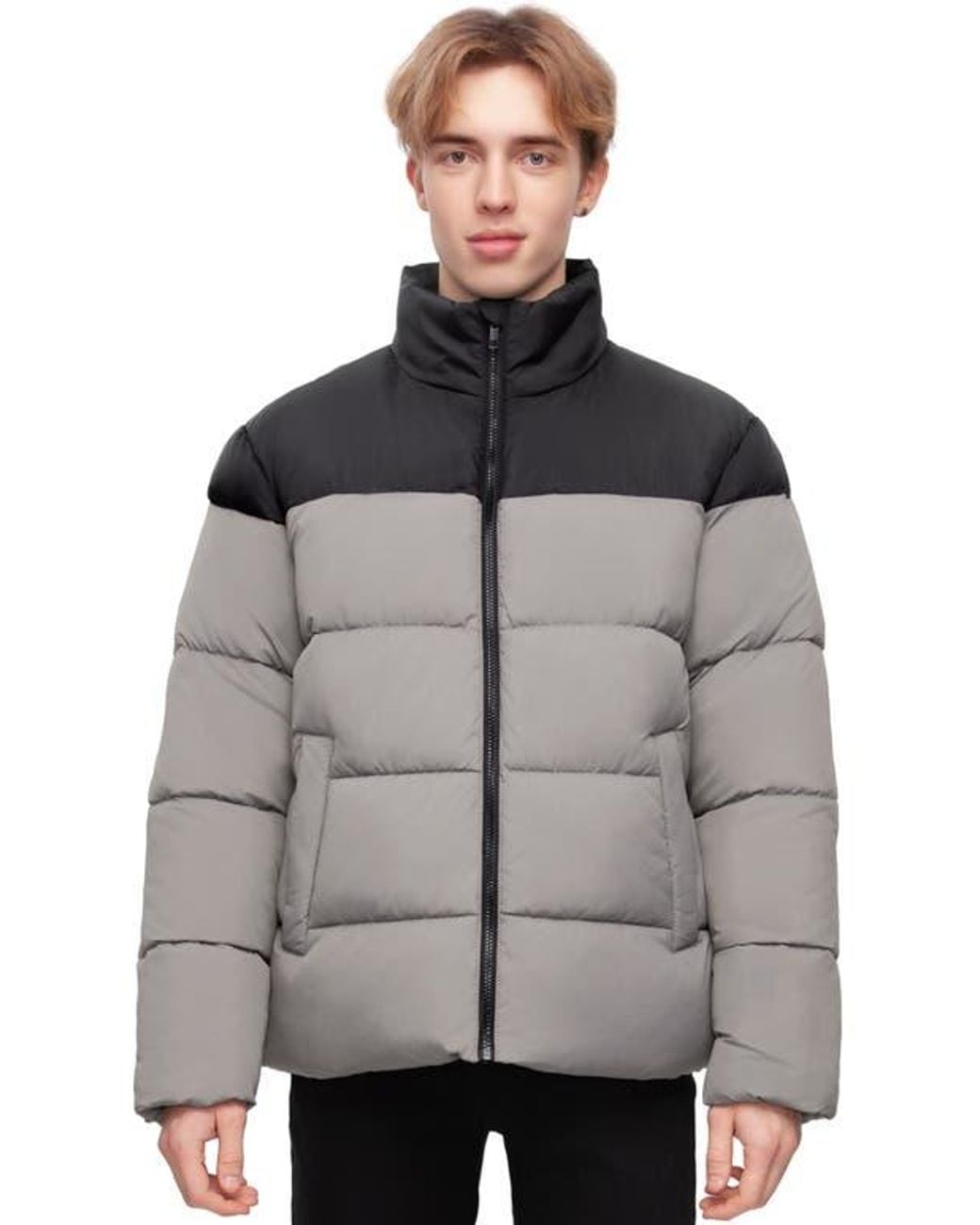 Rokka&Rolla Gray Lightweight Modern Puffer Jacket for men