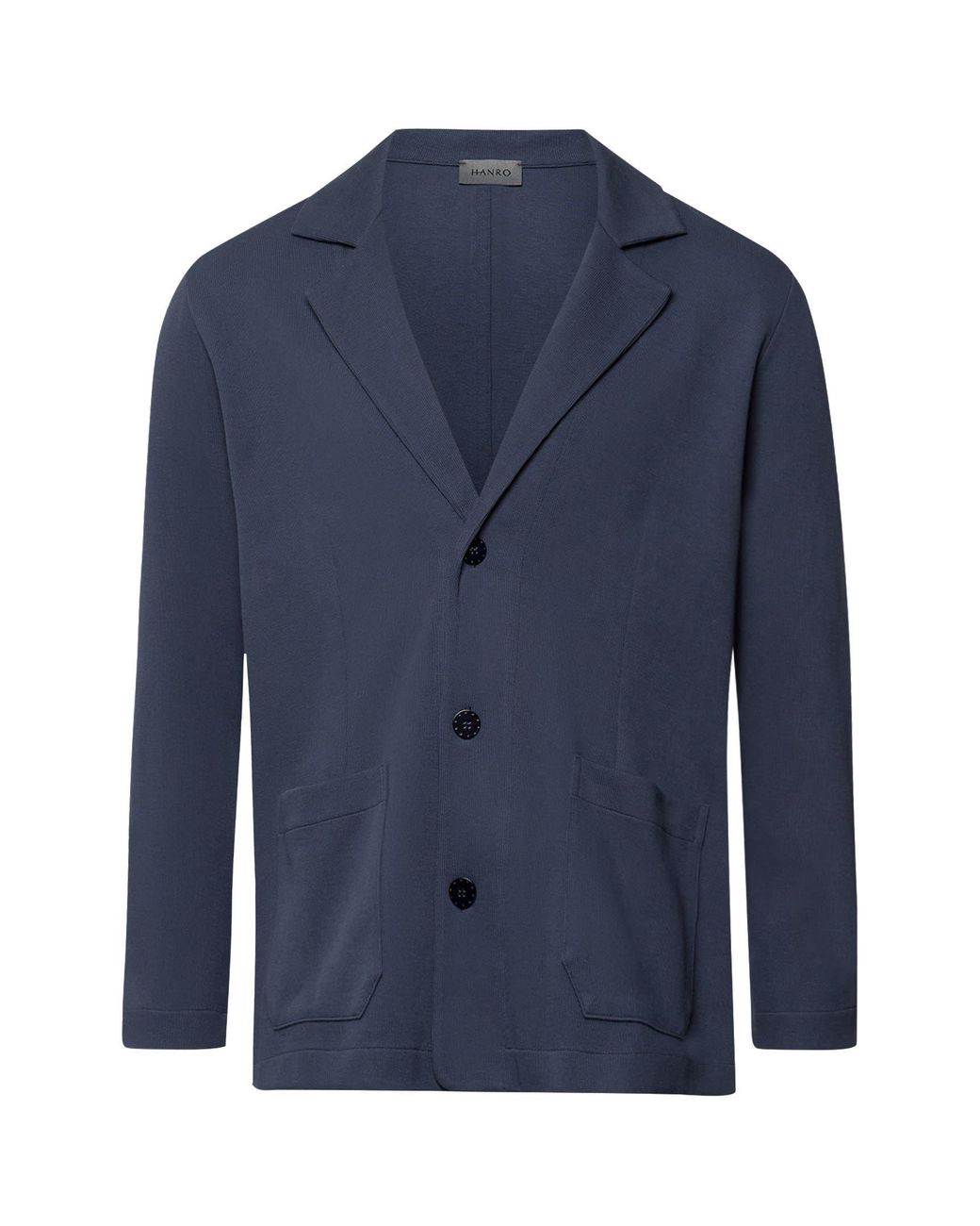 Hanro Blue Travelwear Cotton Rib Blazer for men