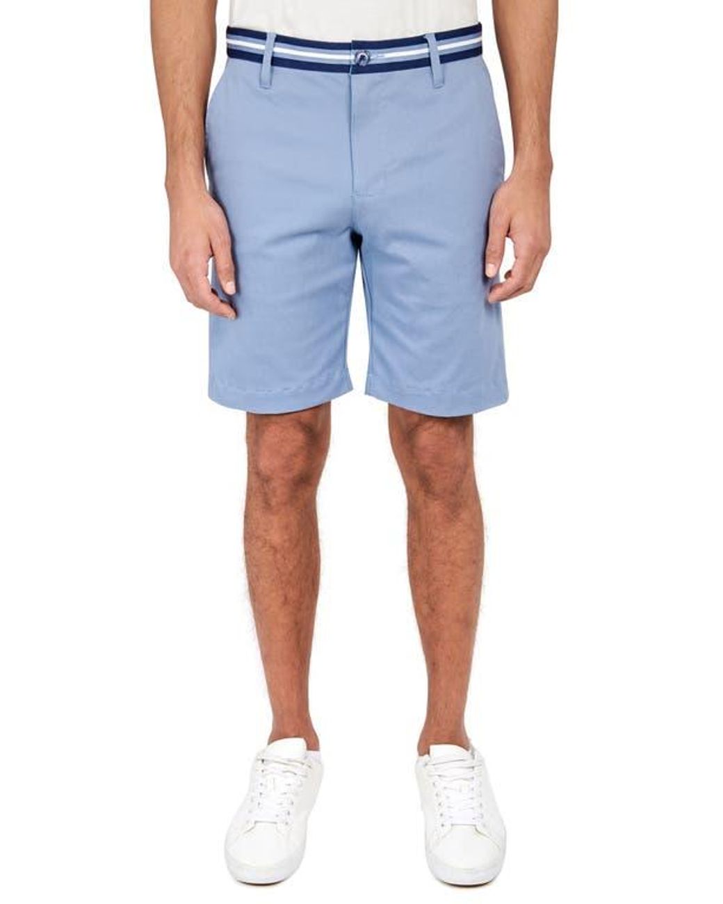 Con.struct Blue Slim Fit Solid Cotton Stretch Shorts for men