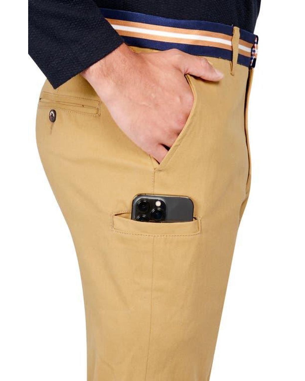 Con.struct Natural Slim Fit Solid Cotton Stretch Pants for men