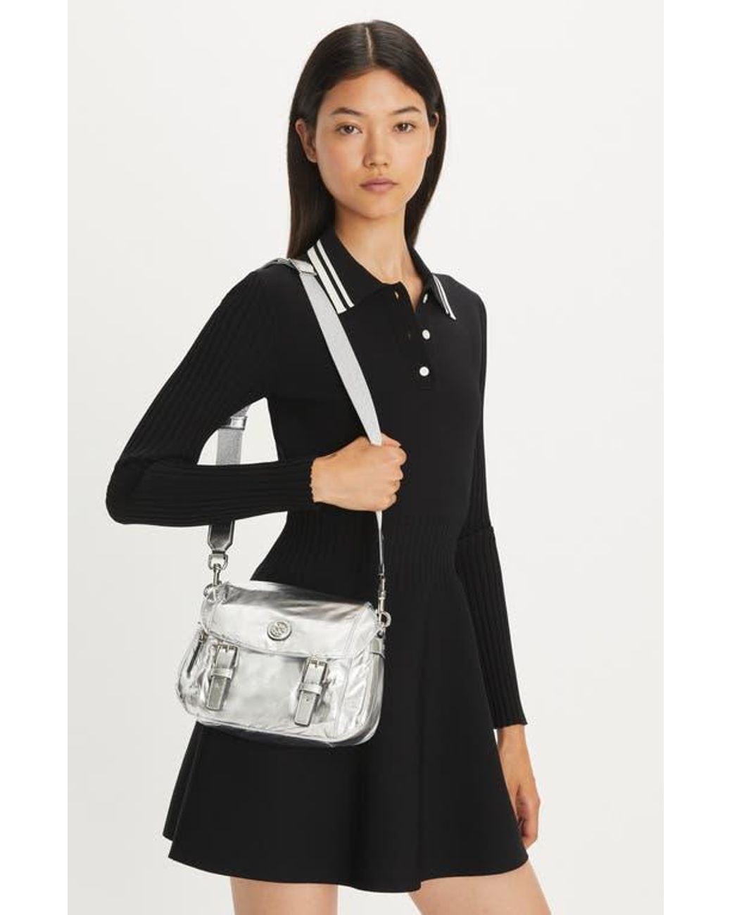 Tory Burch Small Virginia Metallic Nylon Messenger Bag | Lyst