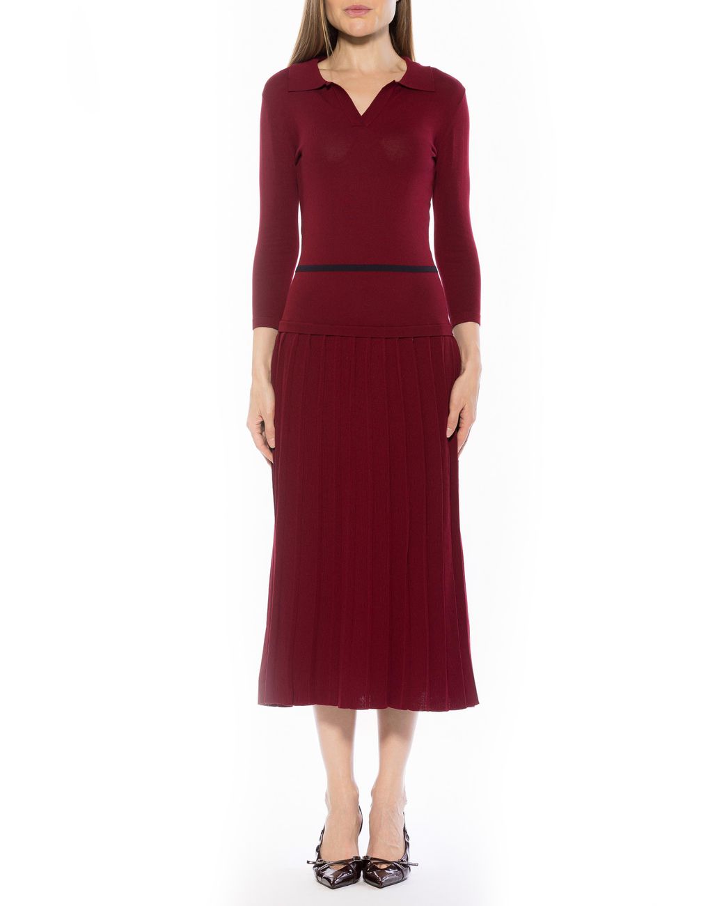 Alexia Admor Red Sable Knit Midi Dress