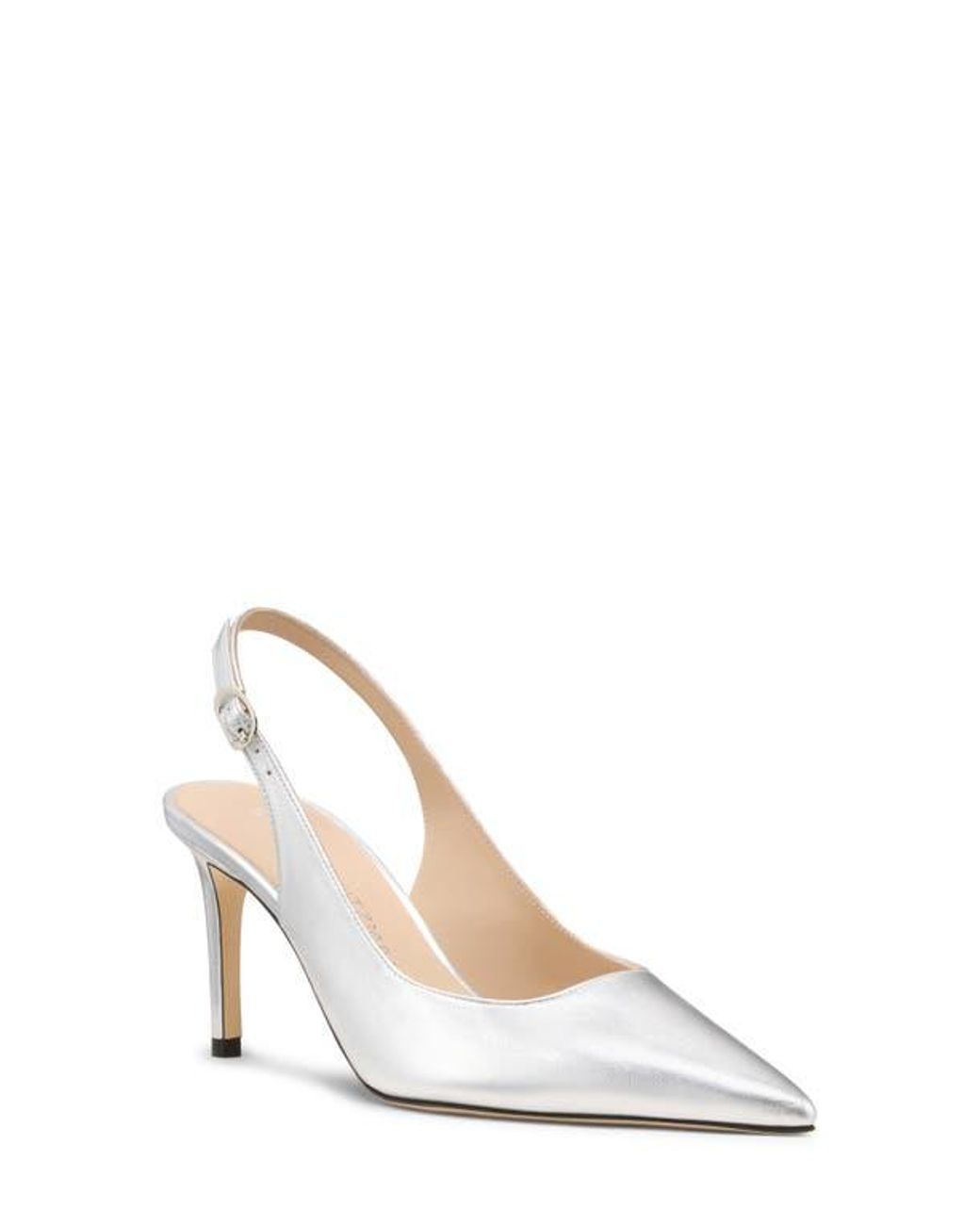 Stuart Weitzman White Power Pointed Toe Slingback Pump