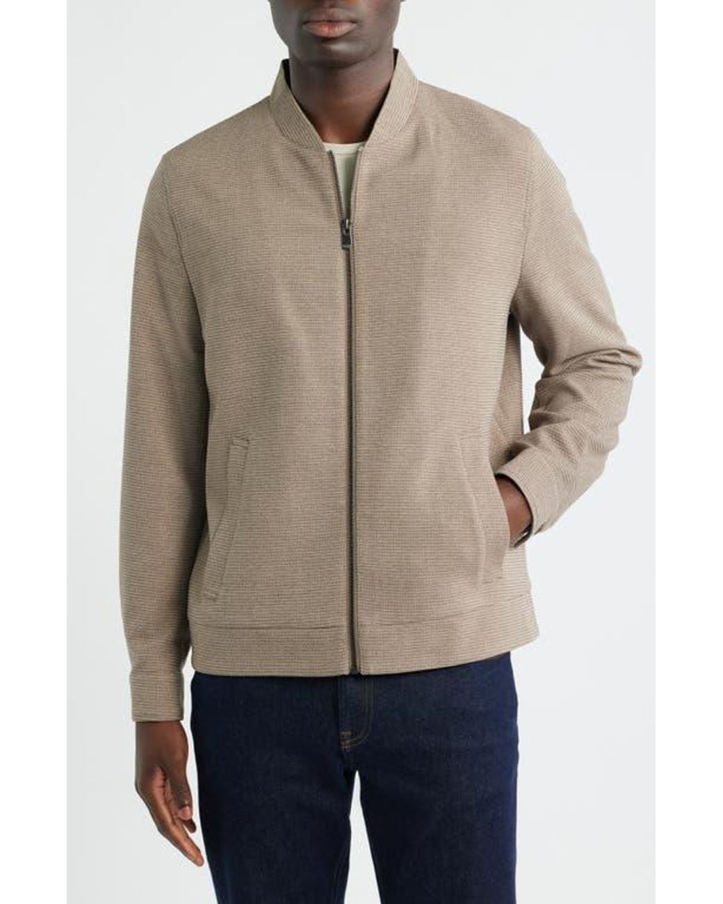 Johnston & Murphy Brown Pattern Zip Jacket for men