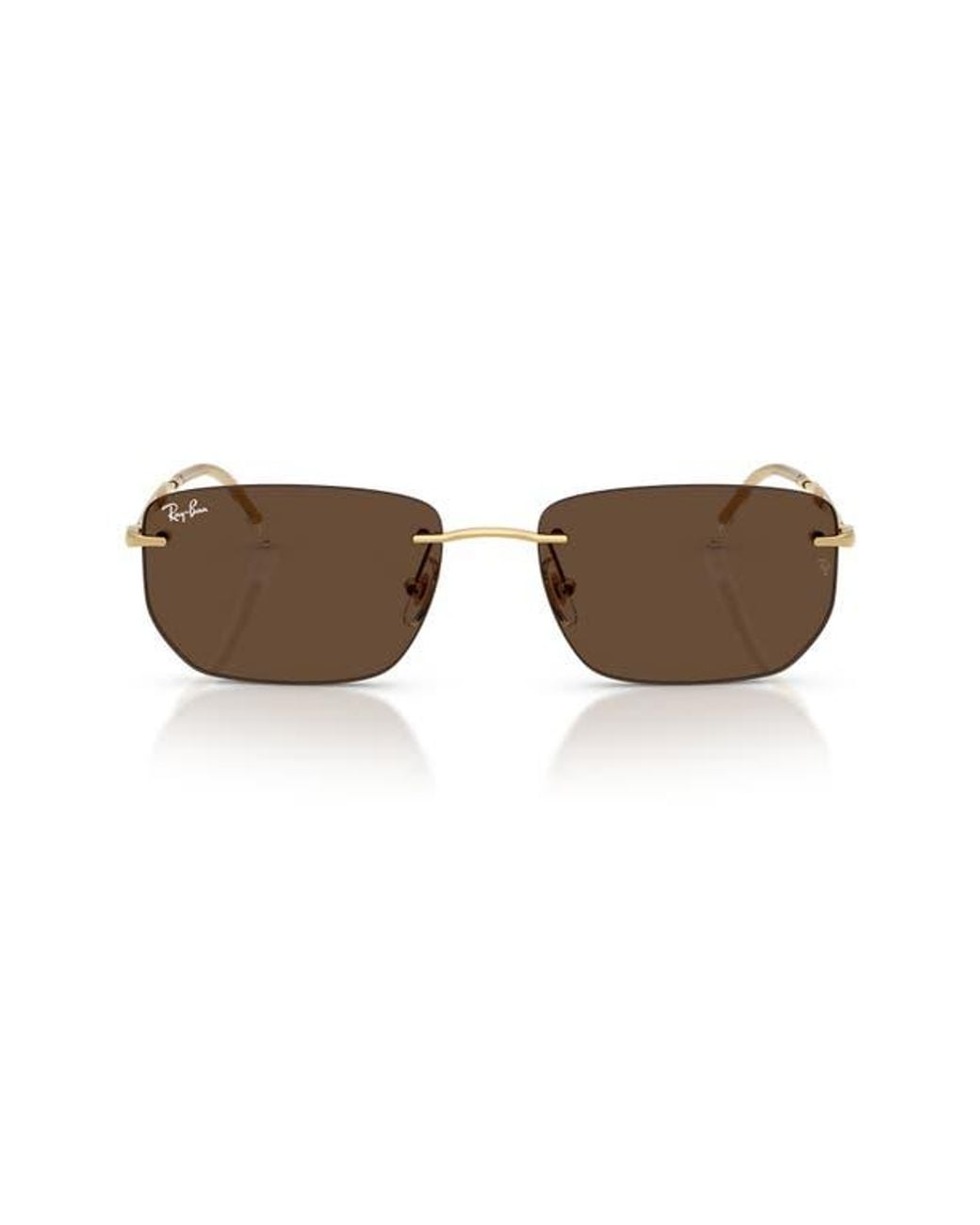 Ray-Ban Brown 56Mm Rimless Rectangular Sunglasses