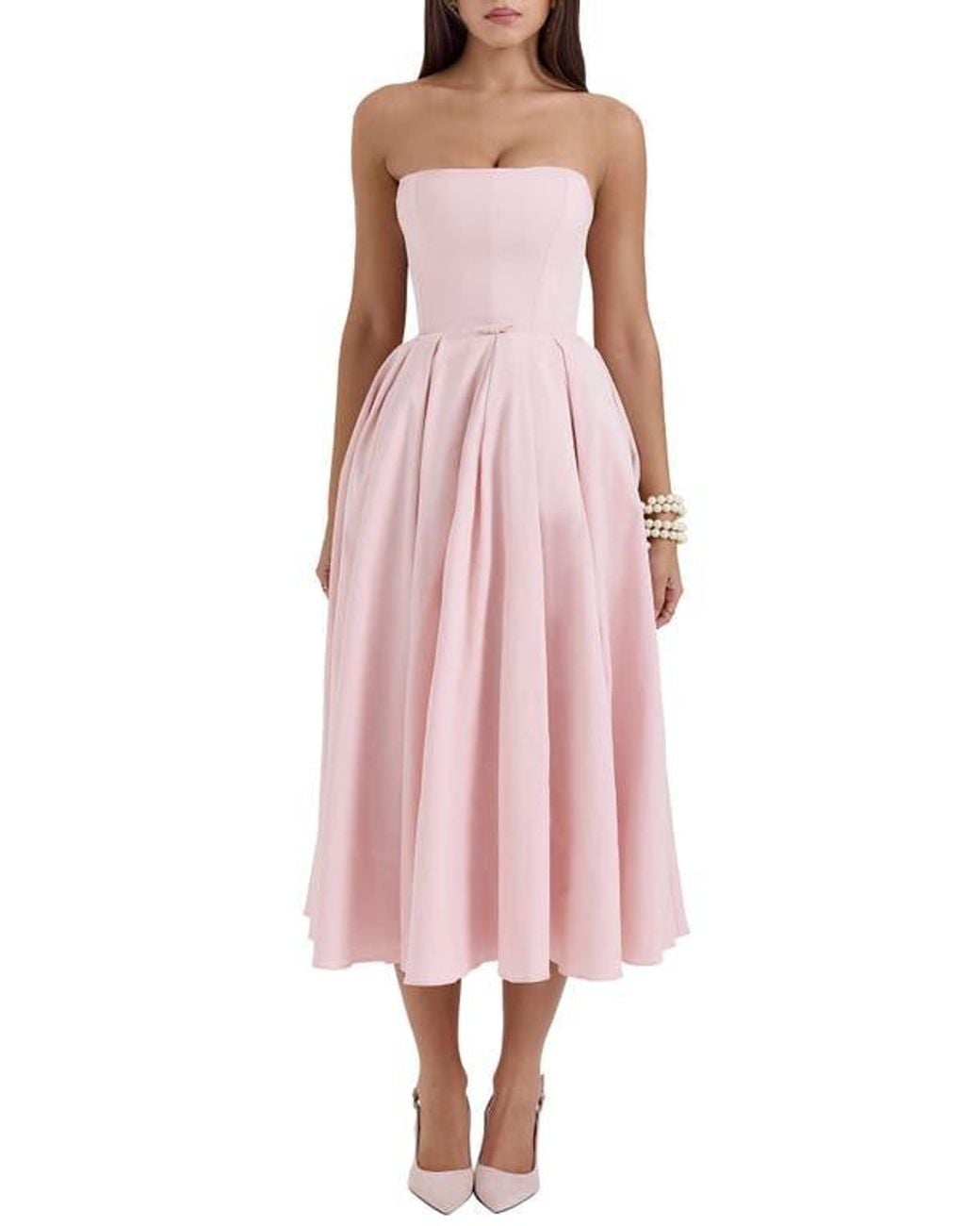 House Of Cb Audrey Strapless Fit & Flare Dress in Pink | Lyst