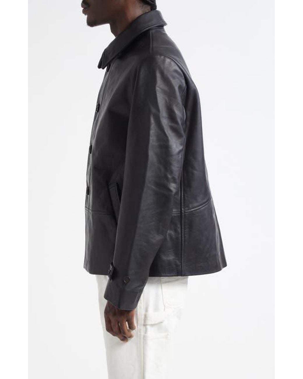 Bode Black Cropped Continental Coat for men