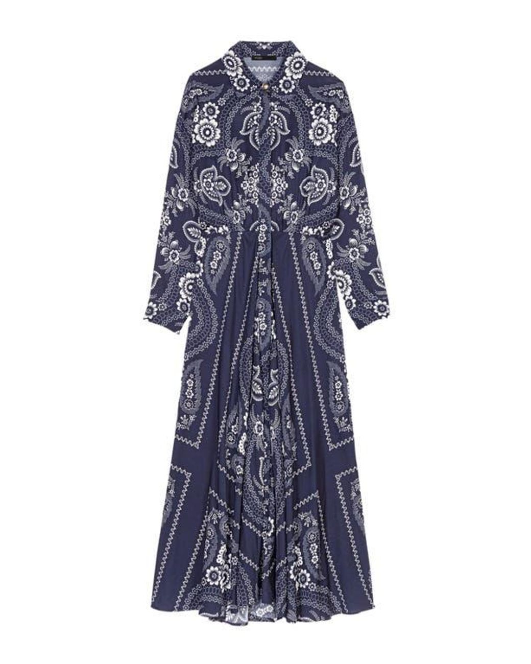 Maje Maxi Bandana Print Dress in Blue | Lyst
