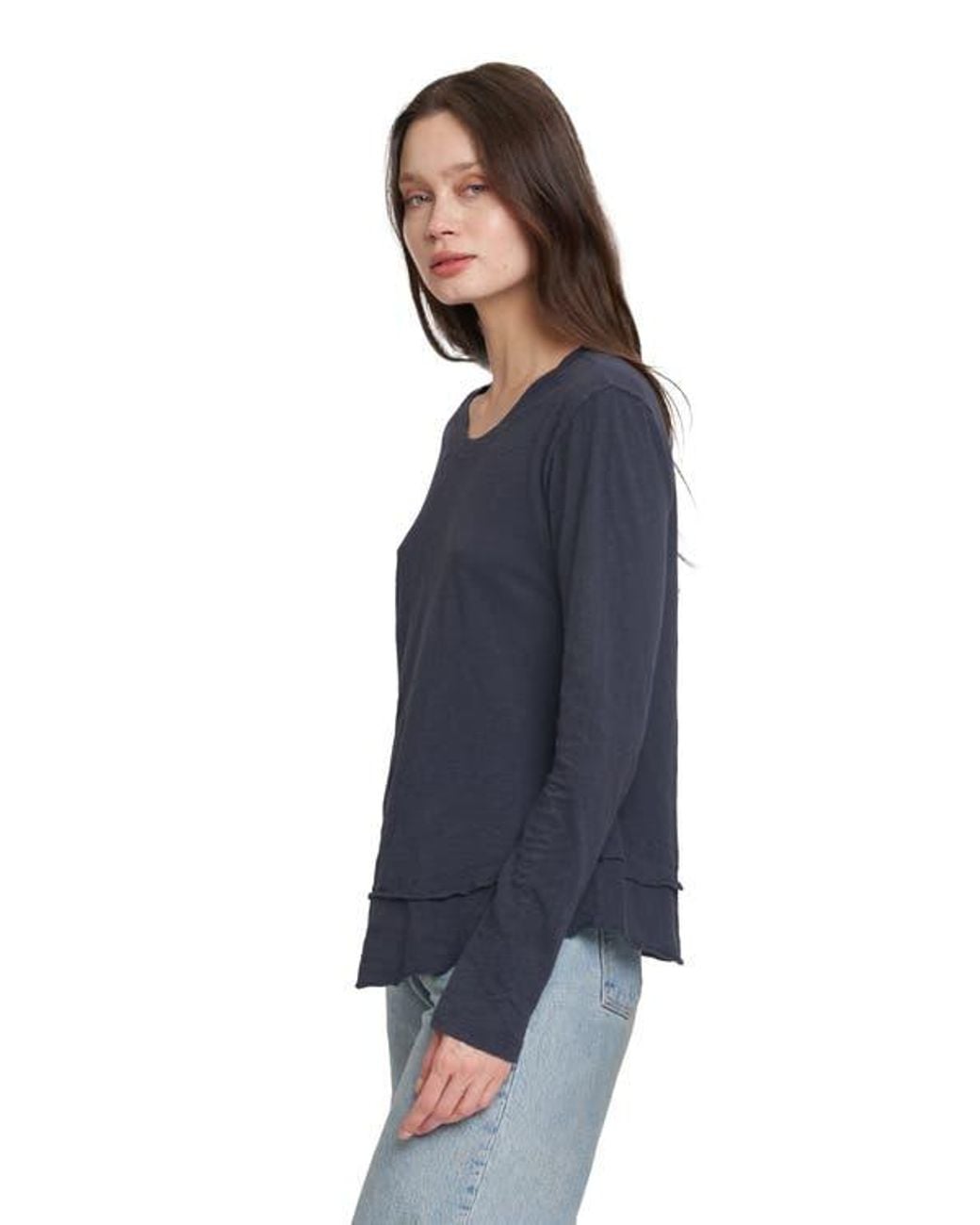 Wilt Blue Long Sleeve Mock Layer Tee