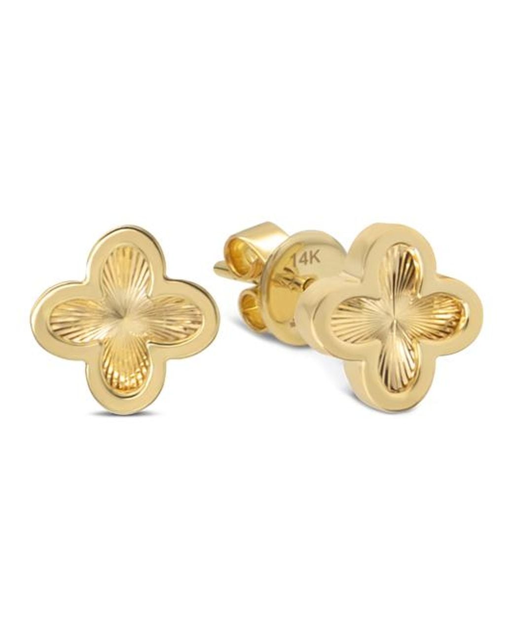 DEVATA Metallic Clover Stud Earrings