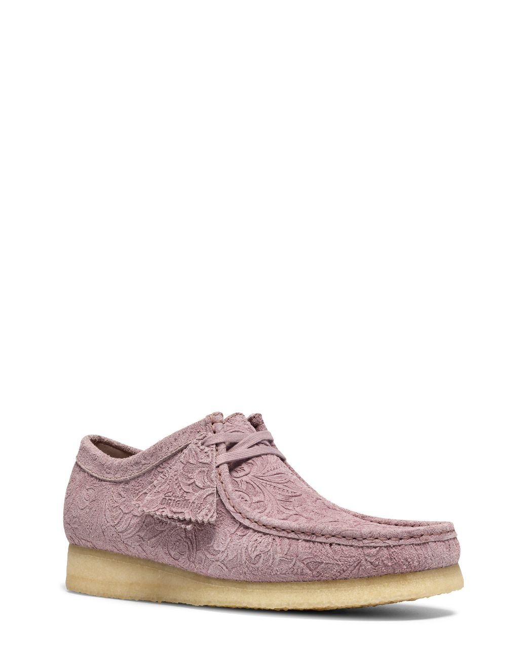 Clarks Purple Embossed Wallabee Suede Boot for men