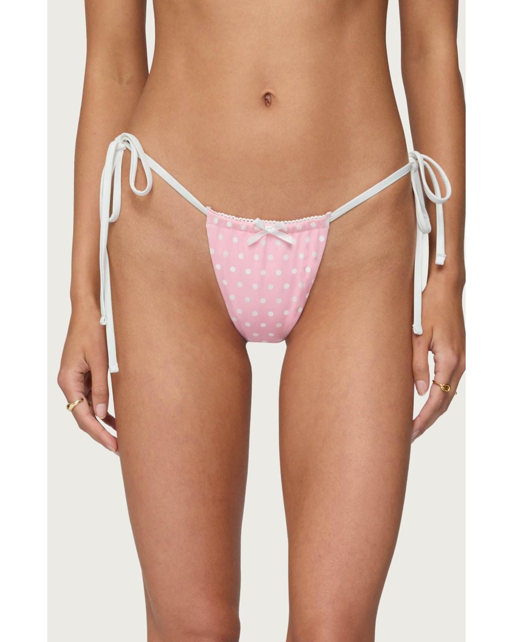 Edikted Pink Leigh Polka Dot String Bikini Bottoms