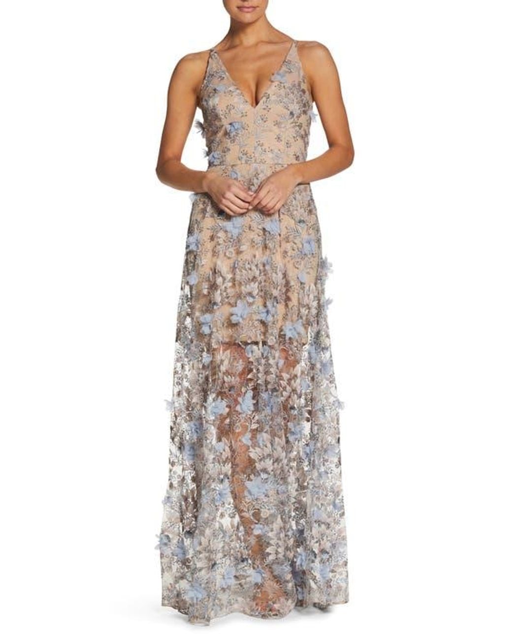 strapless open back dress Dress The Population Sidney Gown - Blue
