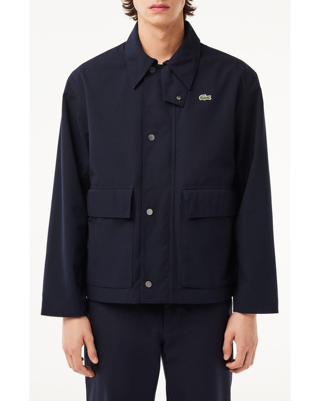 Lacoste Blue Water Resistant Utility Jacket for men