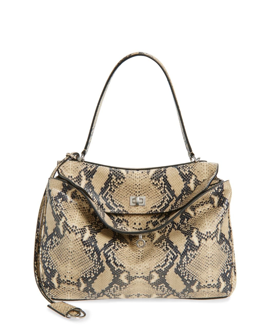 Balenciaga Metallic Medium Rodeo Python Print Leather Top Handle Bag
