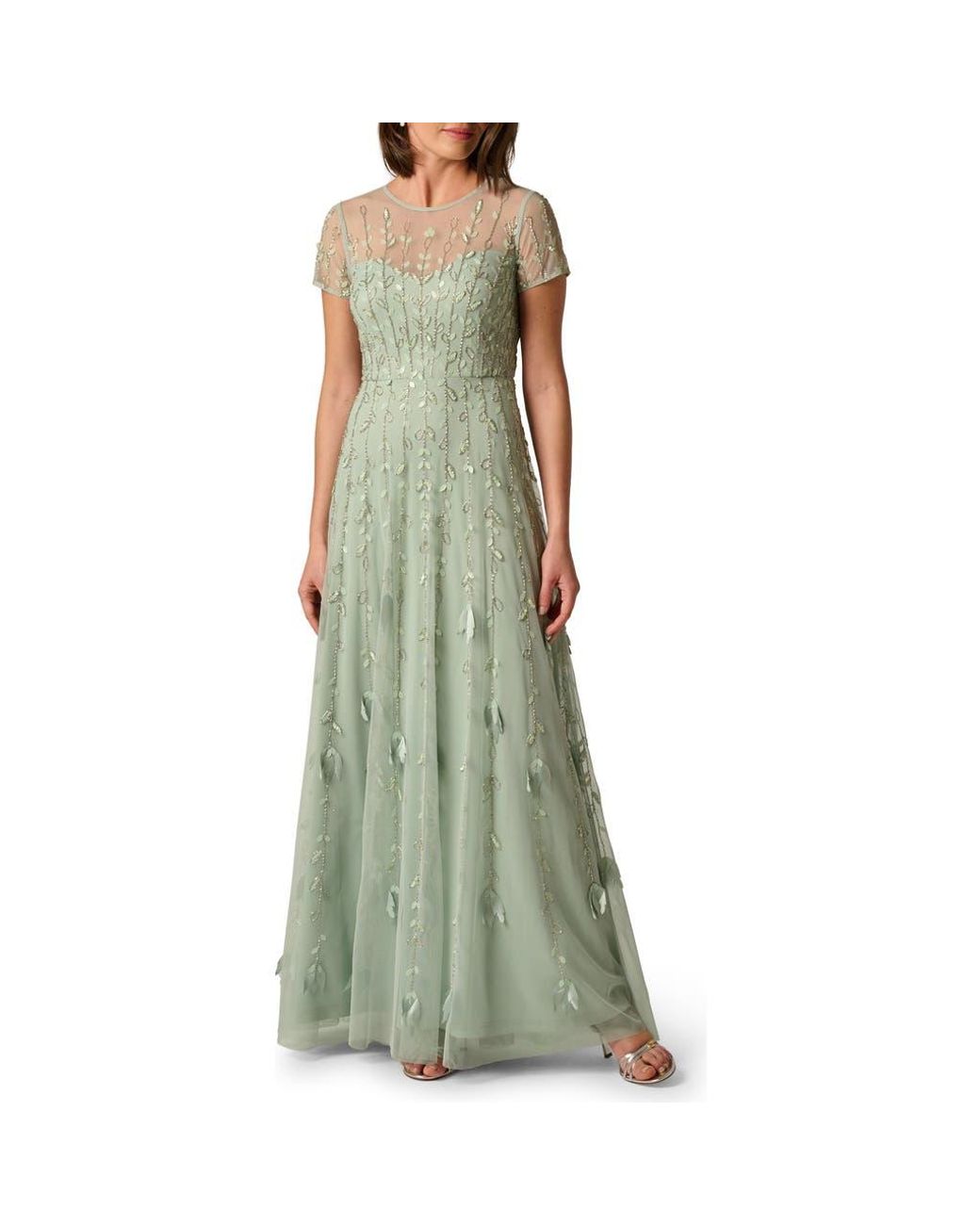 slim fit dress slacks Adrianna Papell AP1E202943 - Long Mesh A-Line Dress main image 1