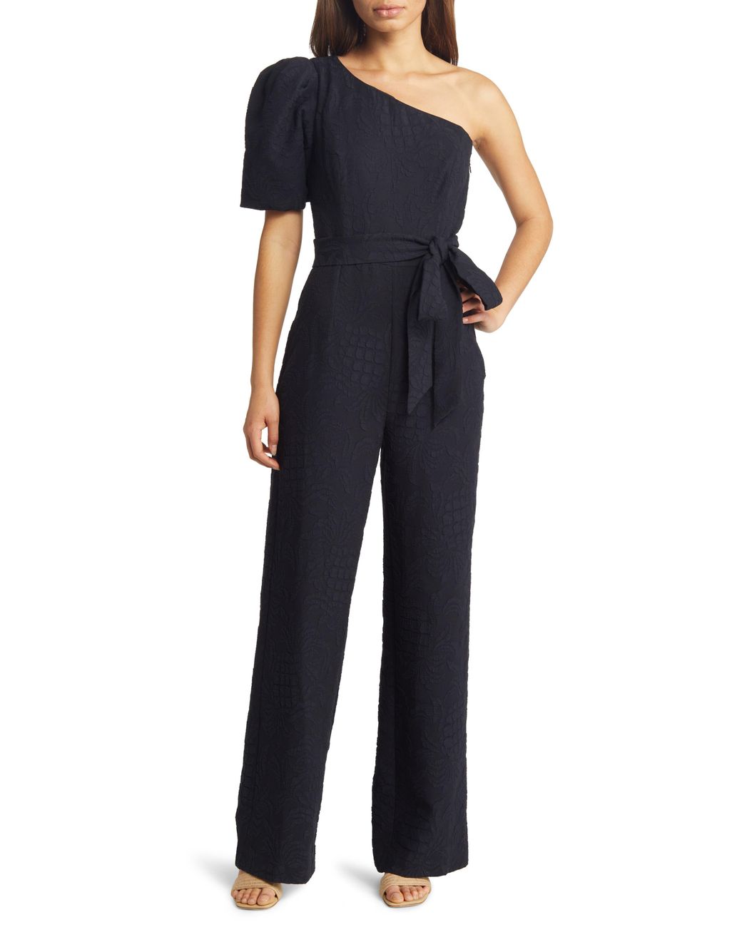 Lilly Pulitzer Brialyn One-shoulder Jacquard Jumpsuit in Black | Lyst