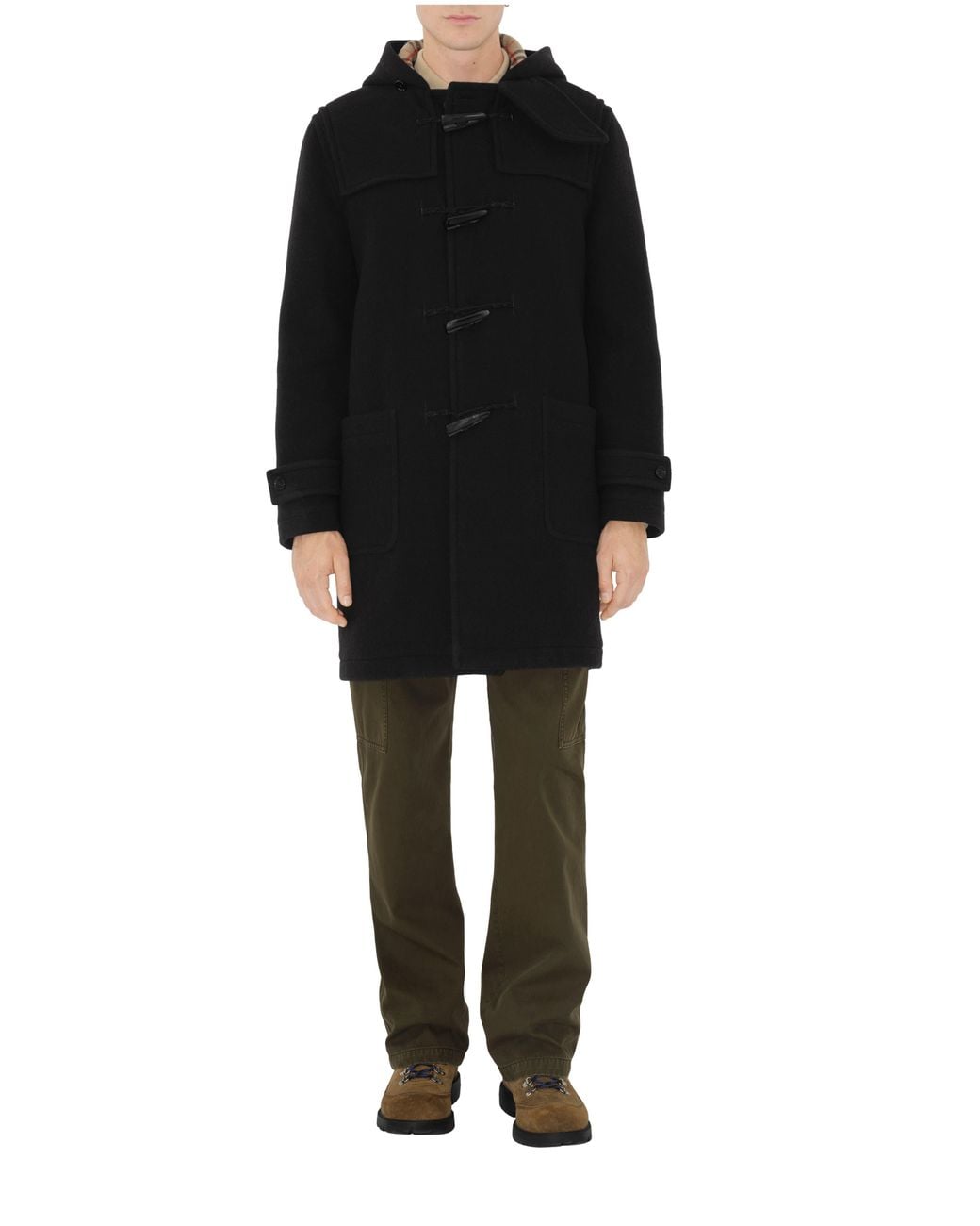 Burberry Black Wool Duffle Coat for men