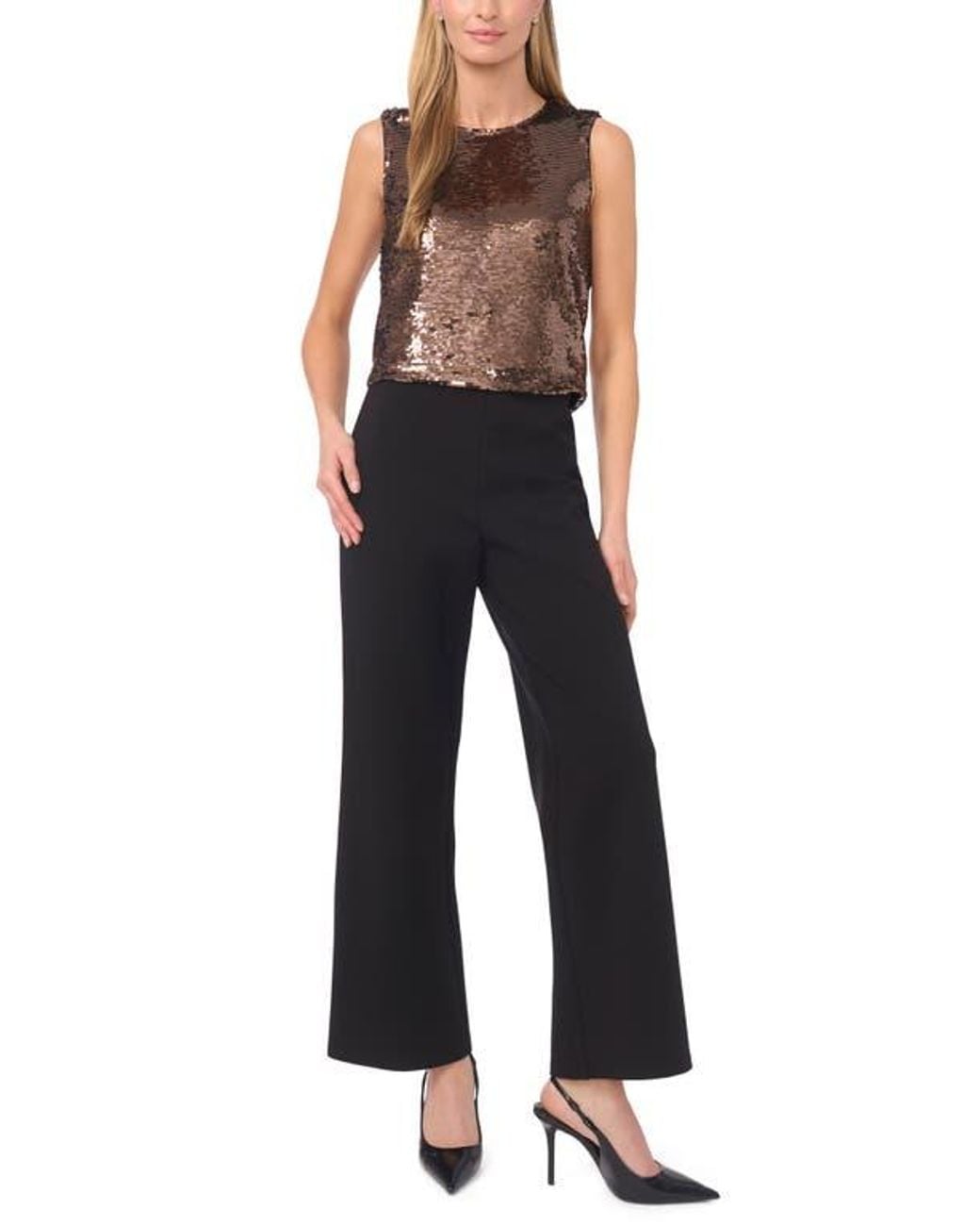 Halogen® Black Sequin Shell Top