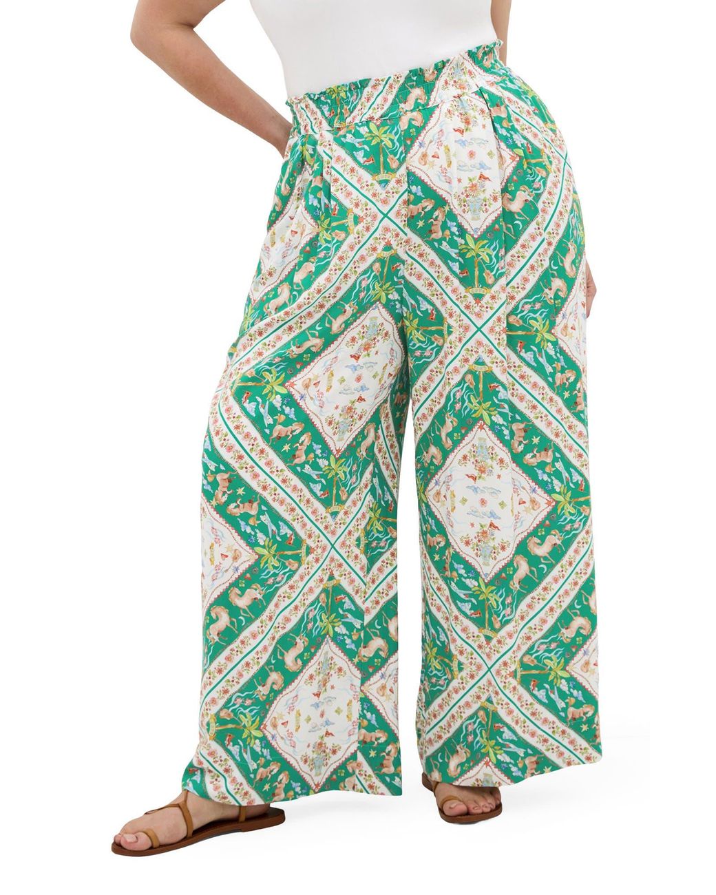 City Chic Green Jayla Print Pants