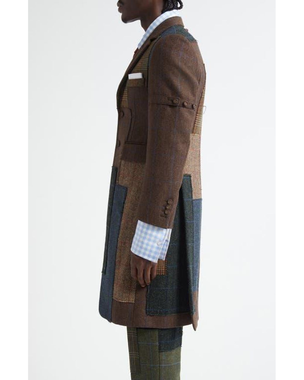 Thom Browne Black Patchwork Wool Coat for men
