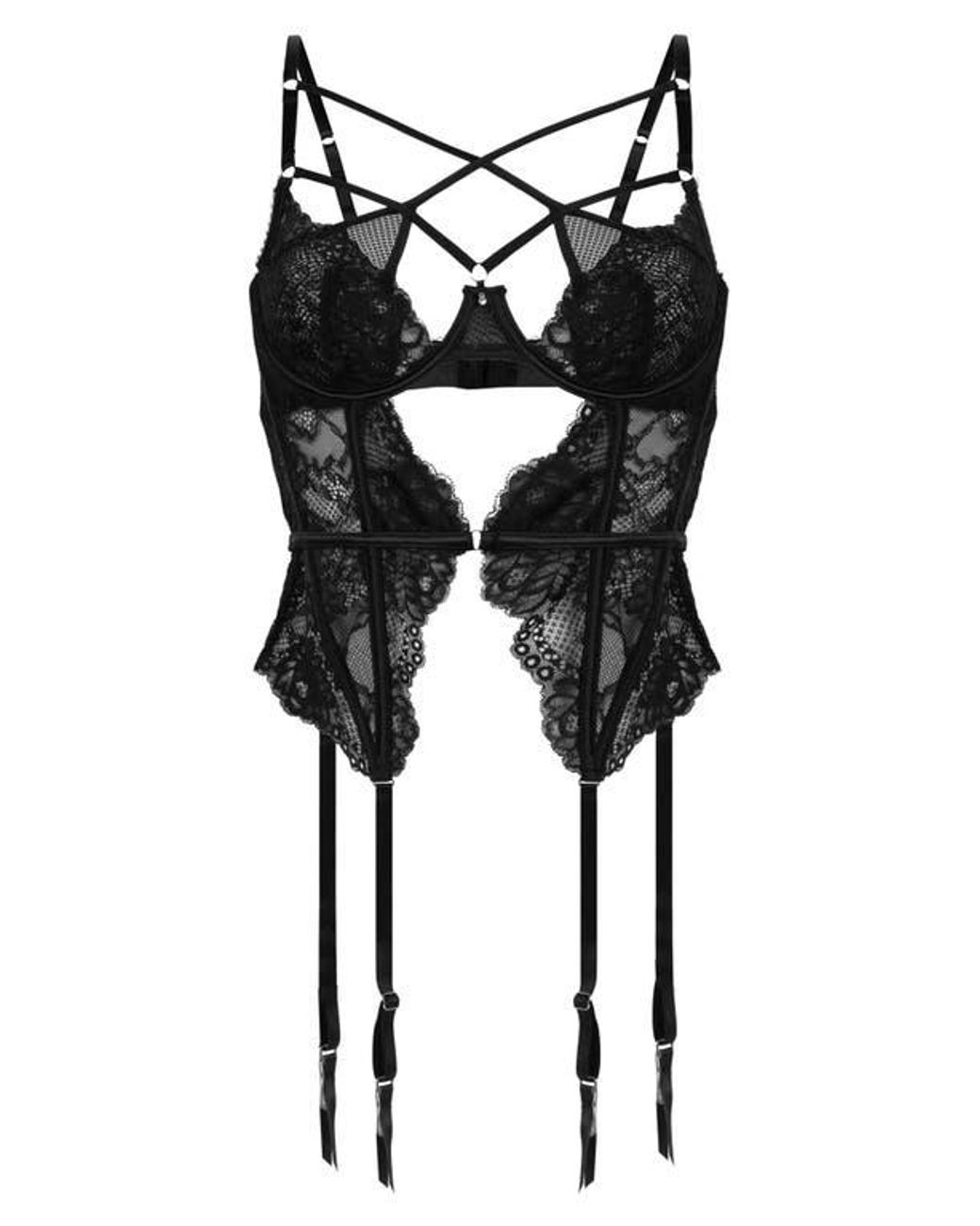Hunkemöller Anna Strappy Underwire Lace Basque in Black | Lyst