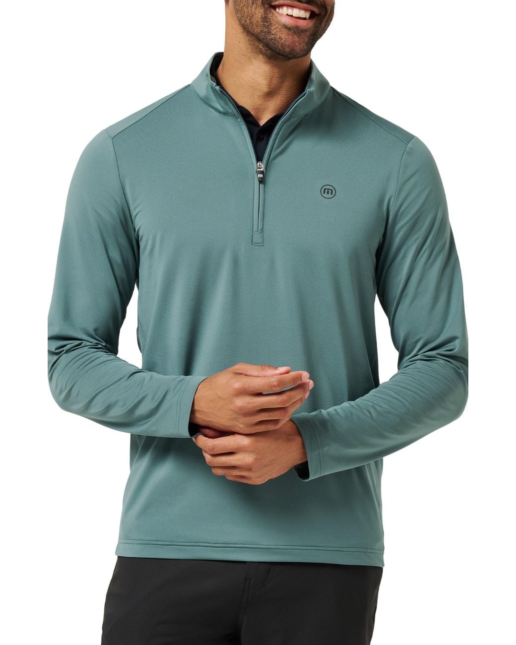 Travis Mathew Green Heater Pro Quarter Zip Pullover for men
