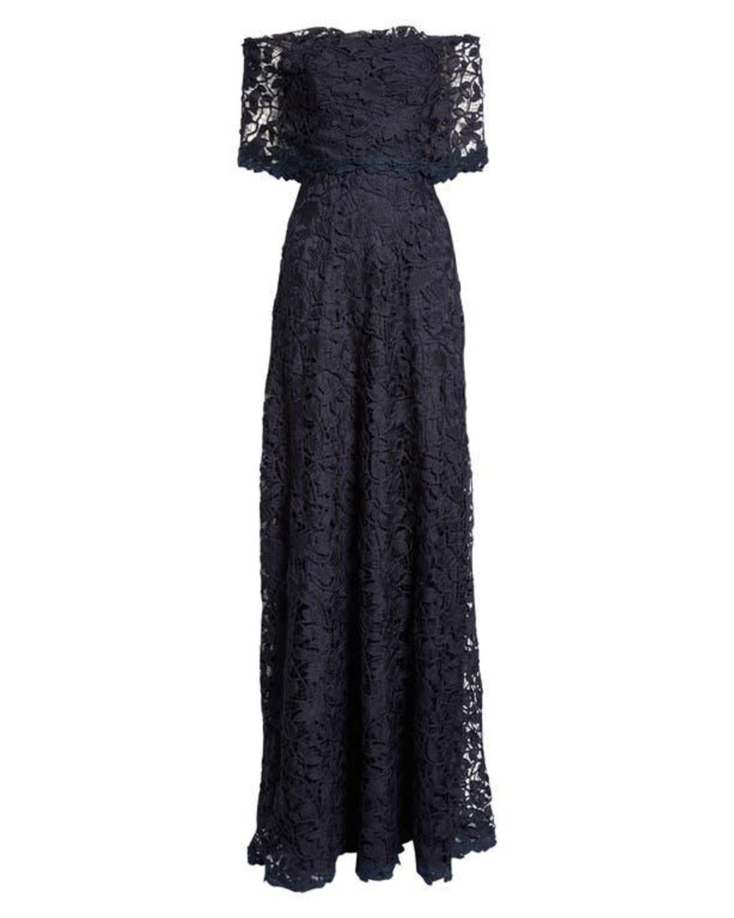 Lela Rose Deedie Off The Shoulder Guipure Lace Gown in Blue | Lyst
