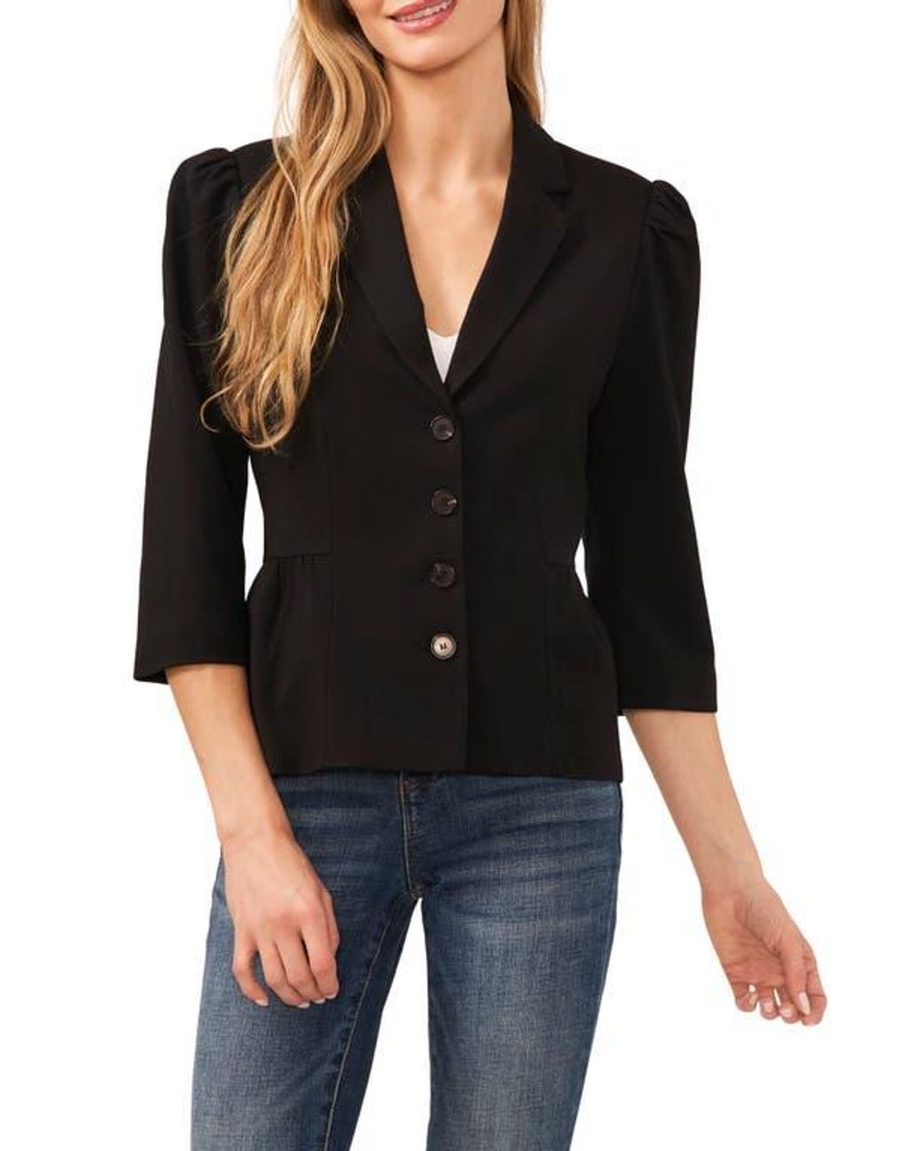 Blazer with puff shoulders sales