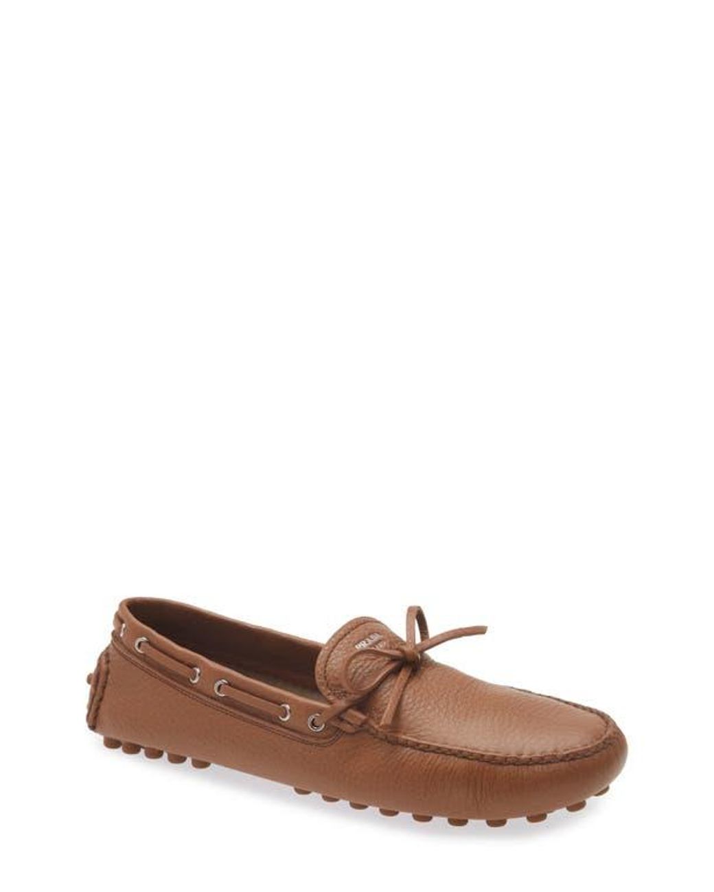 Prada Brown Grid Driving Loafer for men