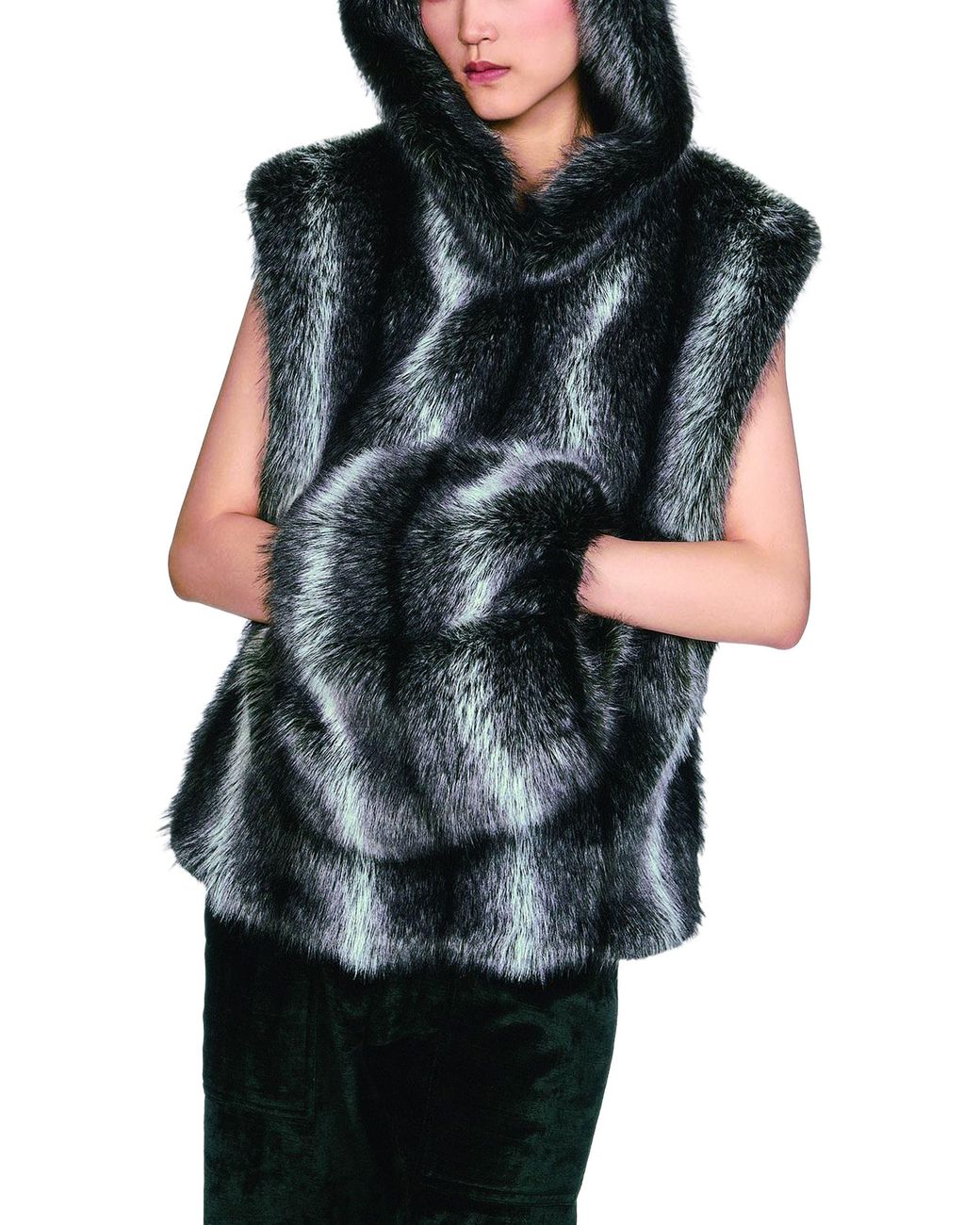 Anna Sui Black Faux Fox Muff