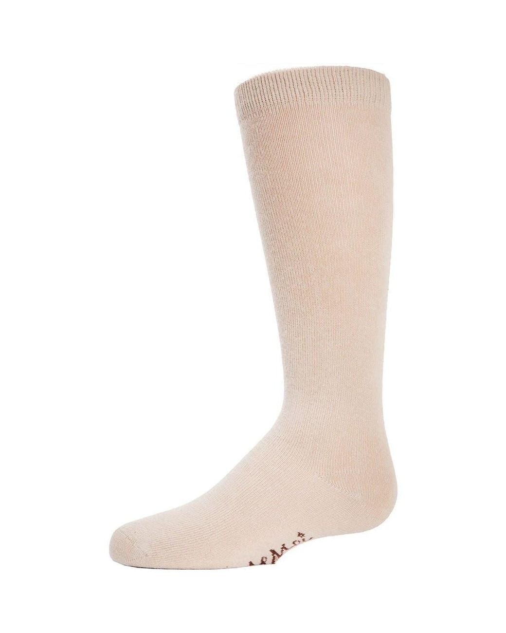 Memoi Natural Ribbed Classic Solid-Color Knee High Sock