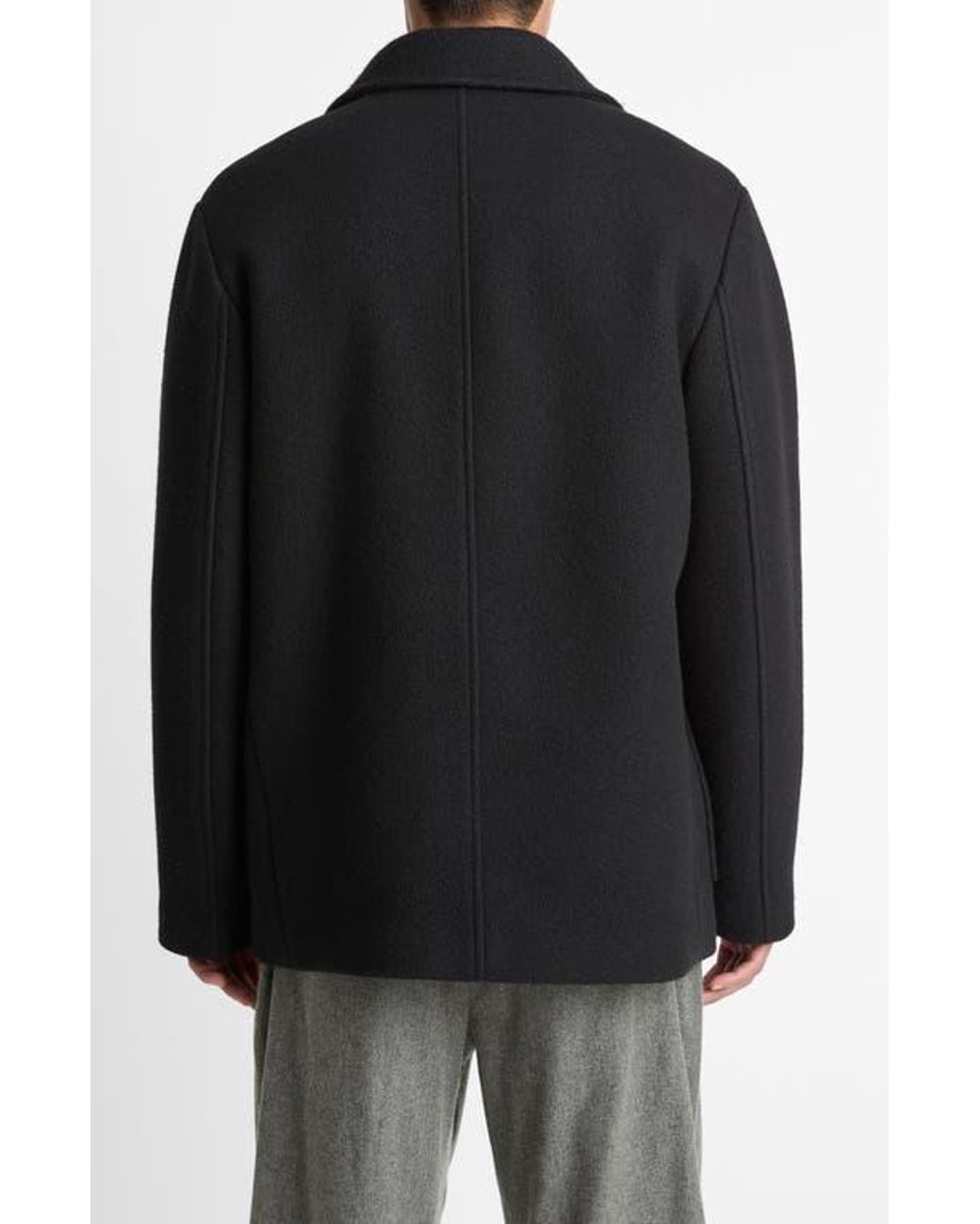 Vince Black Wool Blend Peacoat for men