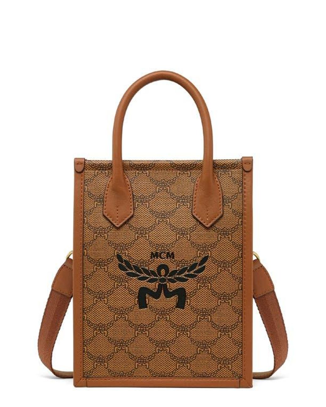 MCM Mini Himmel Lauretos Coated Canvas Crossbody Tote in Brown for Men Lyst