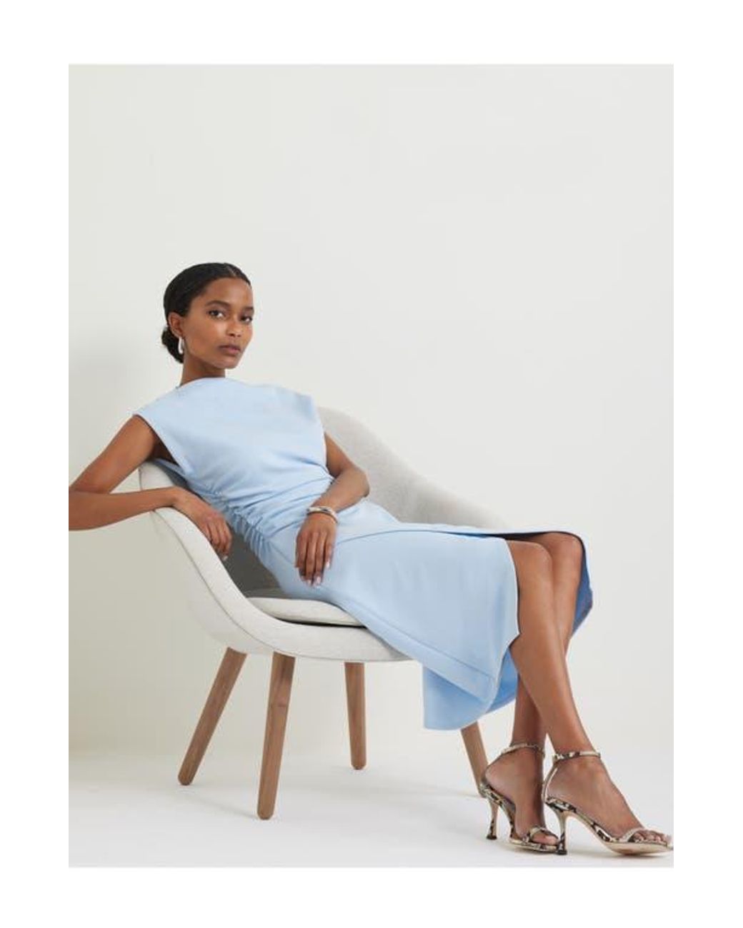knee length dresses for ladies Plus Size Stretch Deco Crepe Funnel Neck Midi Dress main image 0