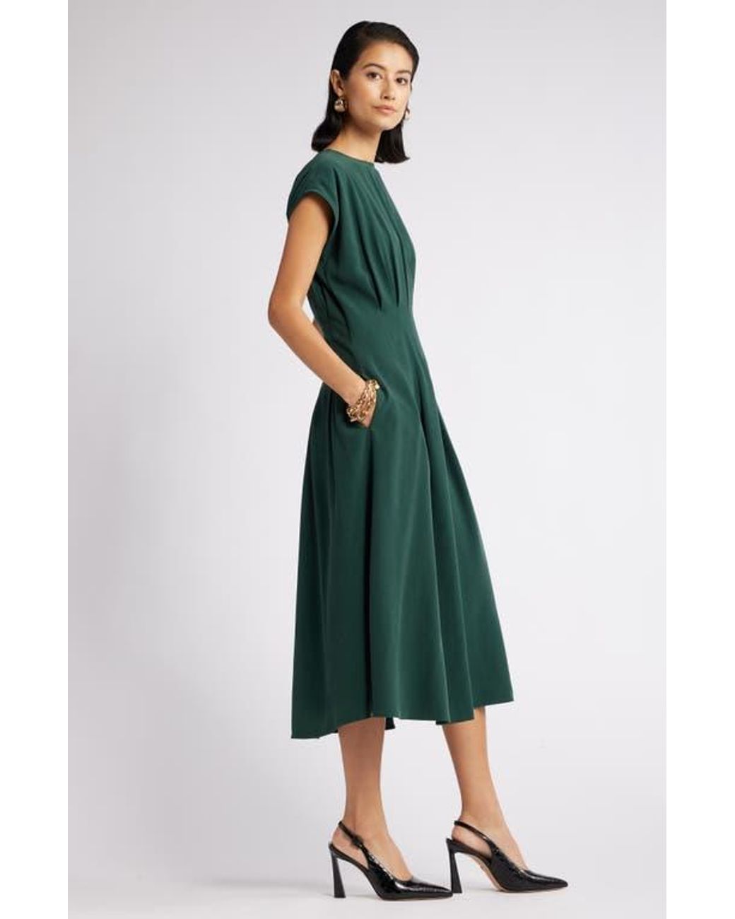 Nordstrom Pleated A-Line Dress in Green | Lyst