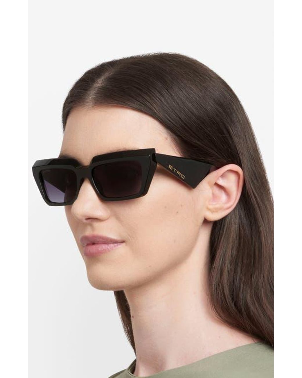 Etro Black 55Mm Rectangular Sunglasses