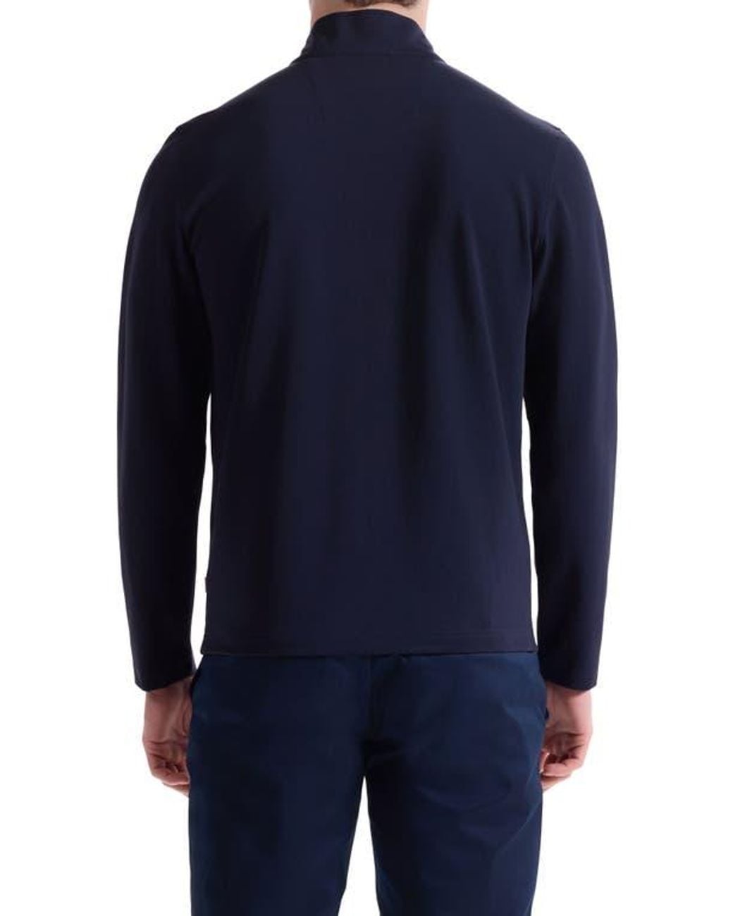 Bugatchi Blue Solid Quarter Zip Pullover for men