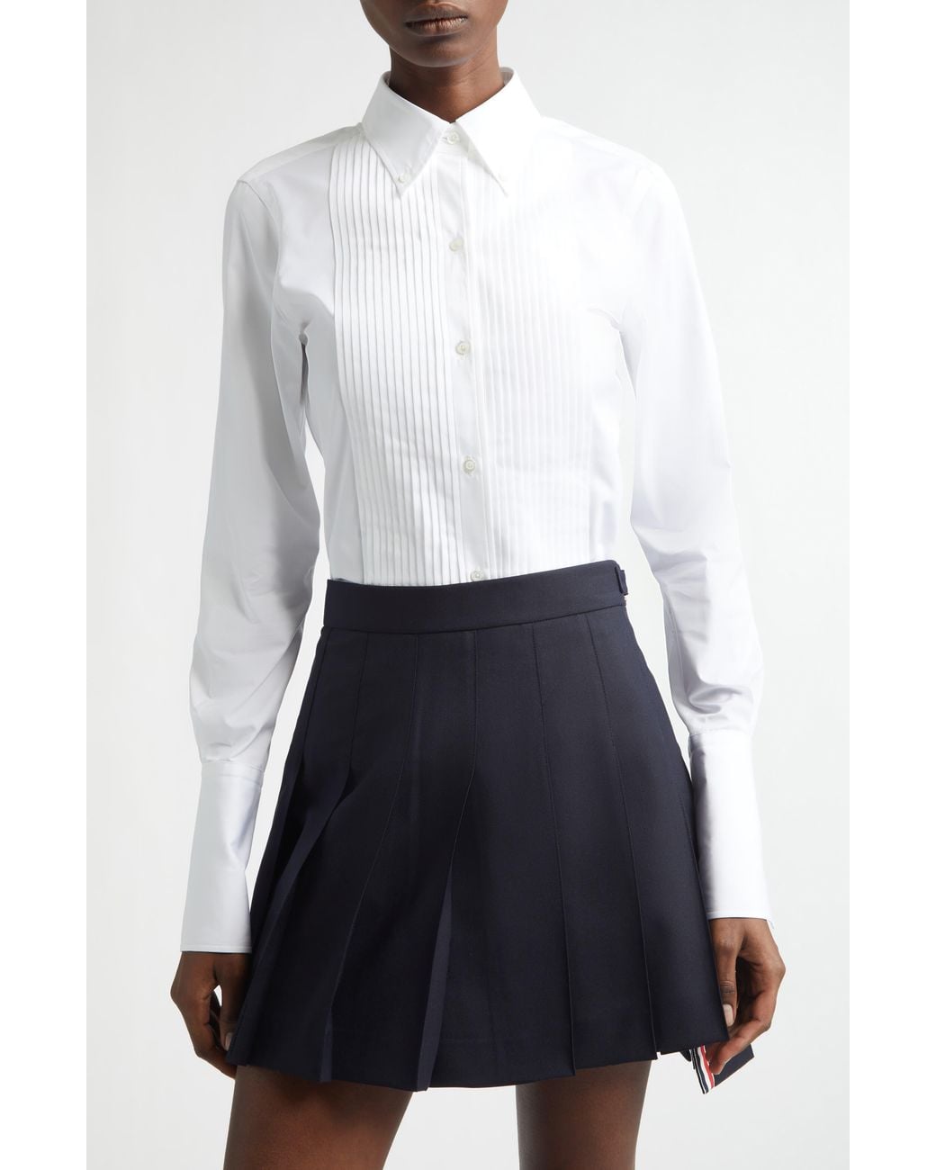 Thom Browne White Plissé Bib Button-Down Shirt
