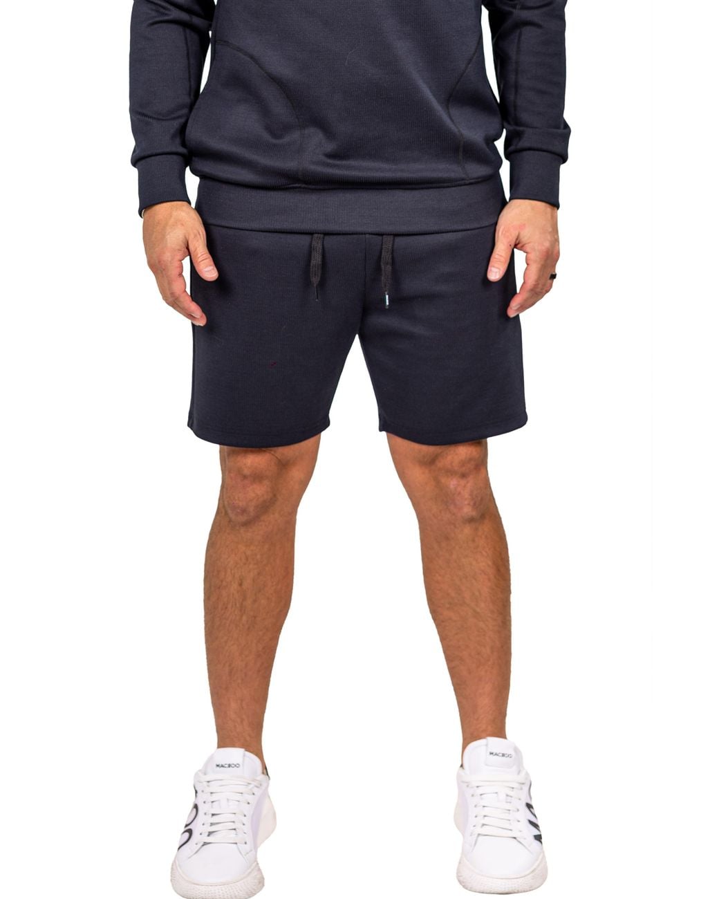 Maceoo Blue Elastic Waist Drawstring Shorts for men