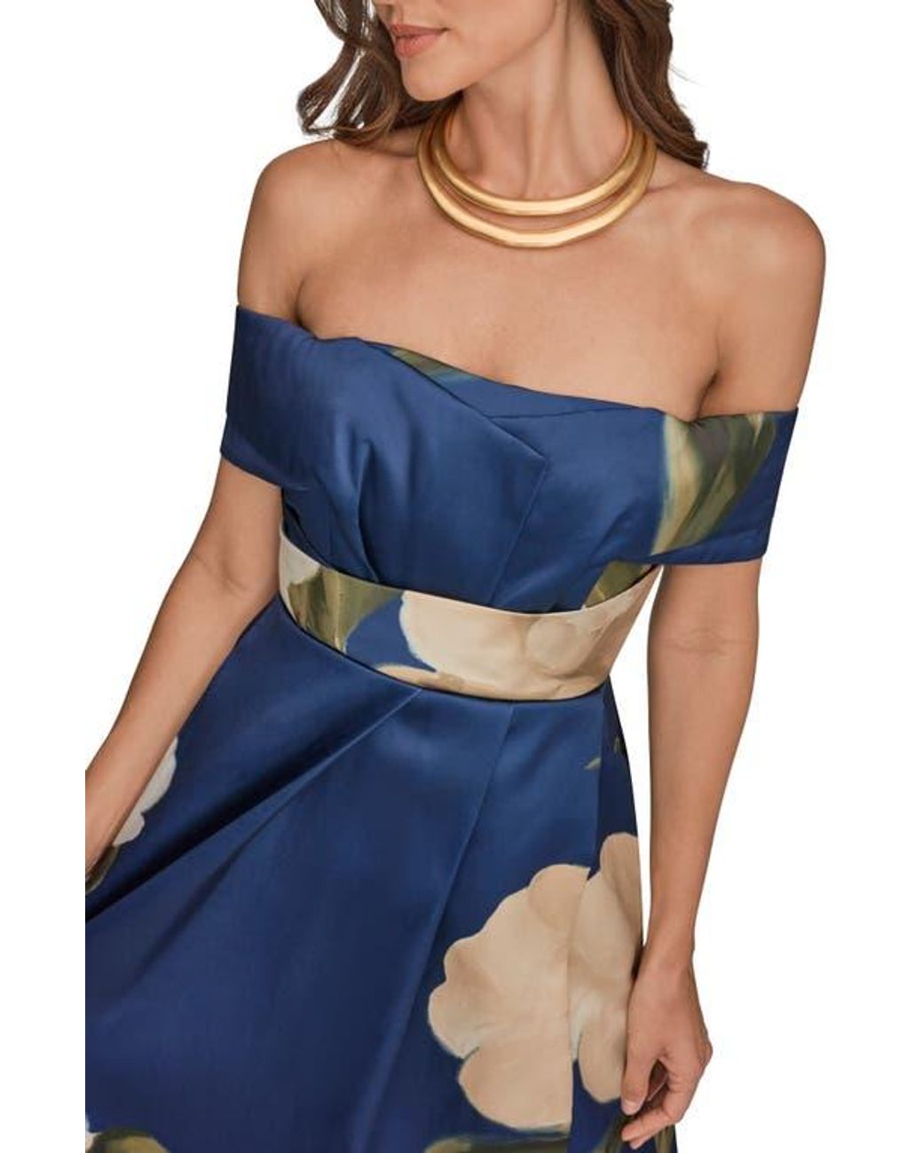 donna karan off the shoulder dress Donna Karan New York Women's Off the Shoulder Asymmetric Ombr Dress