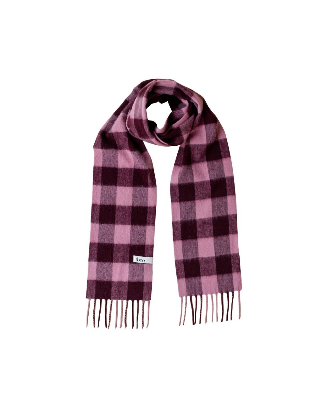 TBCo Purple Lambswool Checkered Skinny Scarf