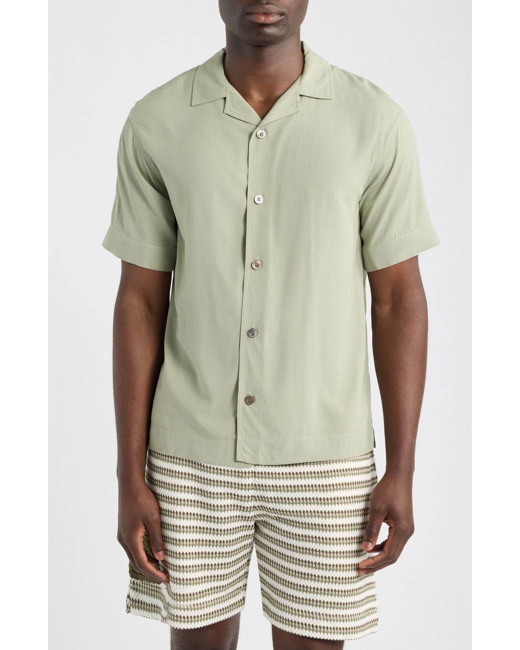 CHE Green Valbonne Solid Camp Shirt for men