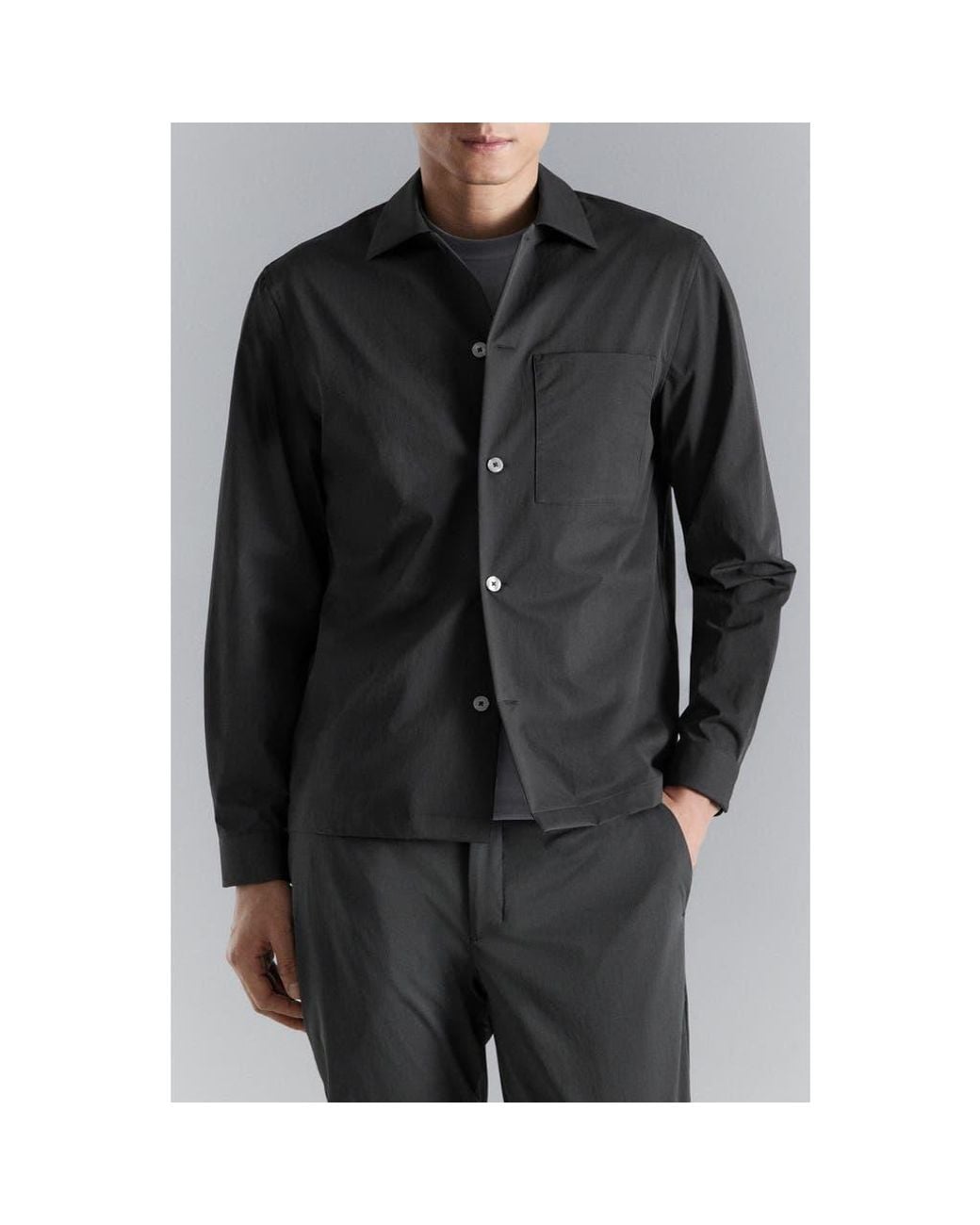 Mango Black Woven Overshirt for men