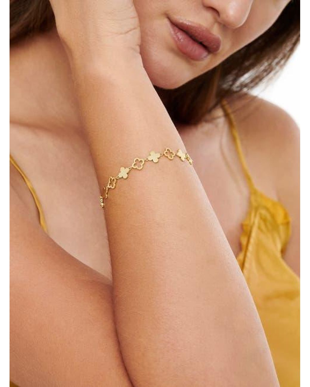DEVATA Metallic Clover Chain Bracelet