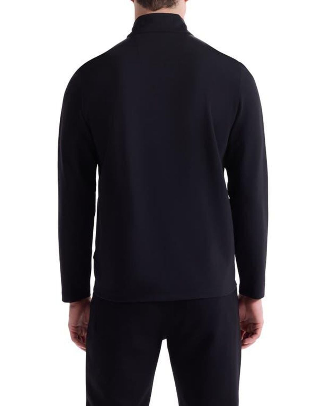Bugatchi Blue Solid Quarter Zip Pullover for men